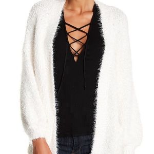 New Melrose Market White Fuzzy Soft Open Cardigan